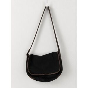 Gap Messenger Bag Black Brown Trim Crossbody Vintage 2007 Y2K Large Poly Blend